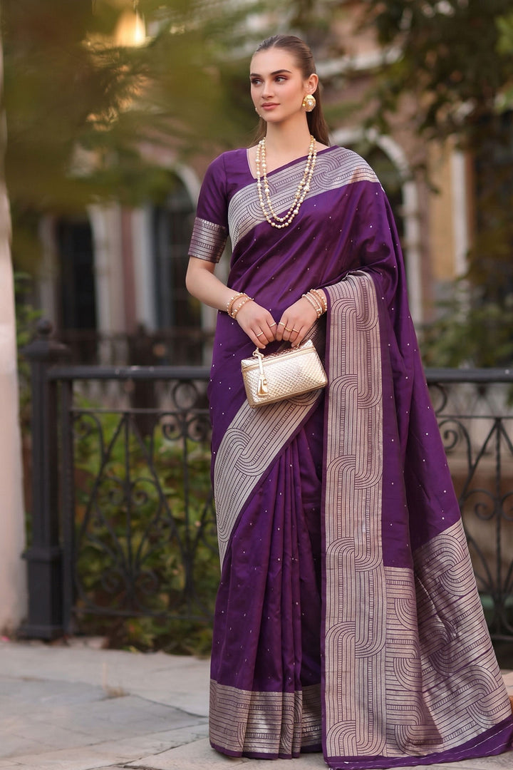 Cotton Wine Color Festive Wear Saree | Buy Online India