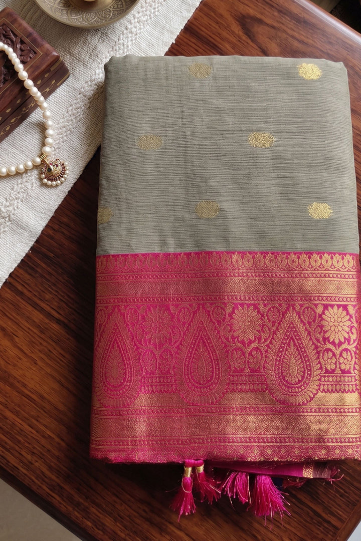 Beige and Pink Weaving Work Glamorous Cotton Saree | Buy Online India