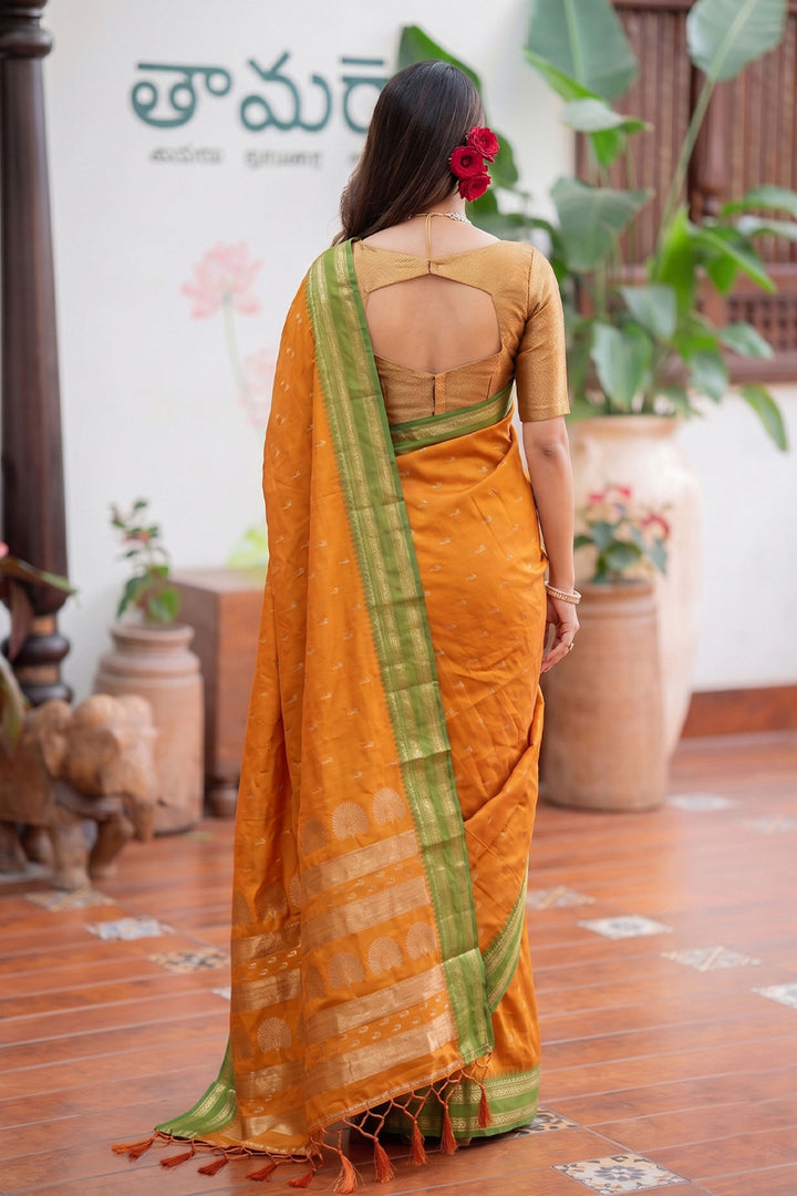 Festive Style Weaving Work Art Silk Saree In Yellow Color