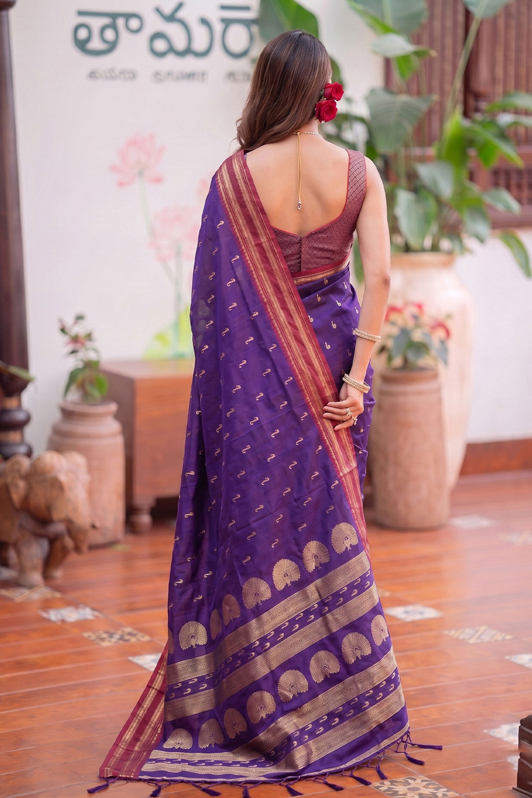 Purple Weaving Work Festive Style Art Silk Saree