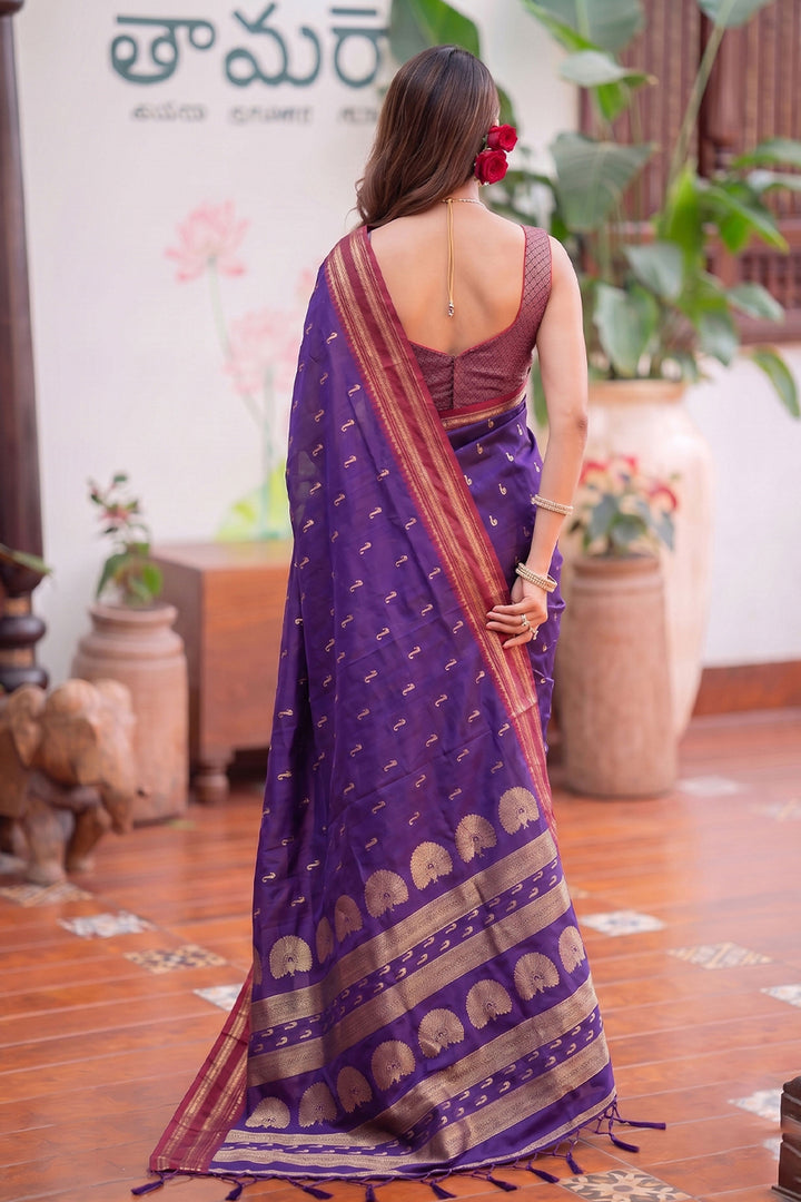 Purple Weaving Work Festive Style Art Silk Saree