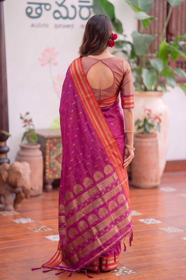 Festive Style Pink Weaving Work Art Silk Saree