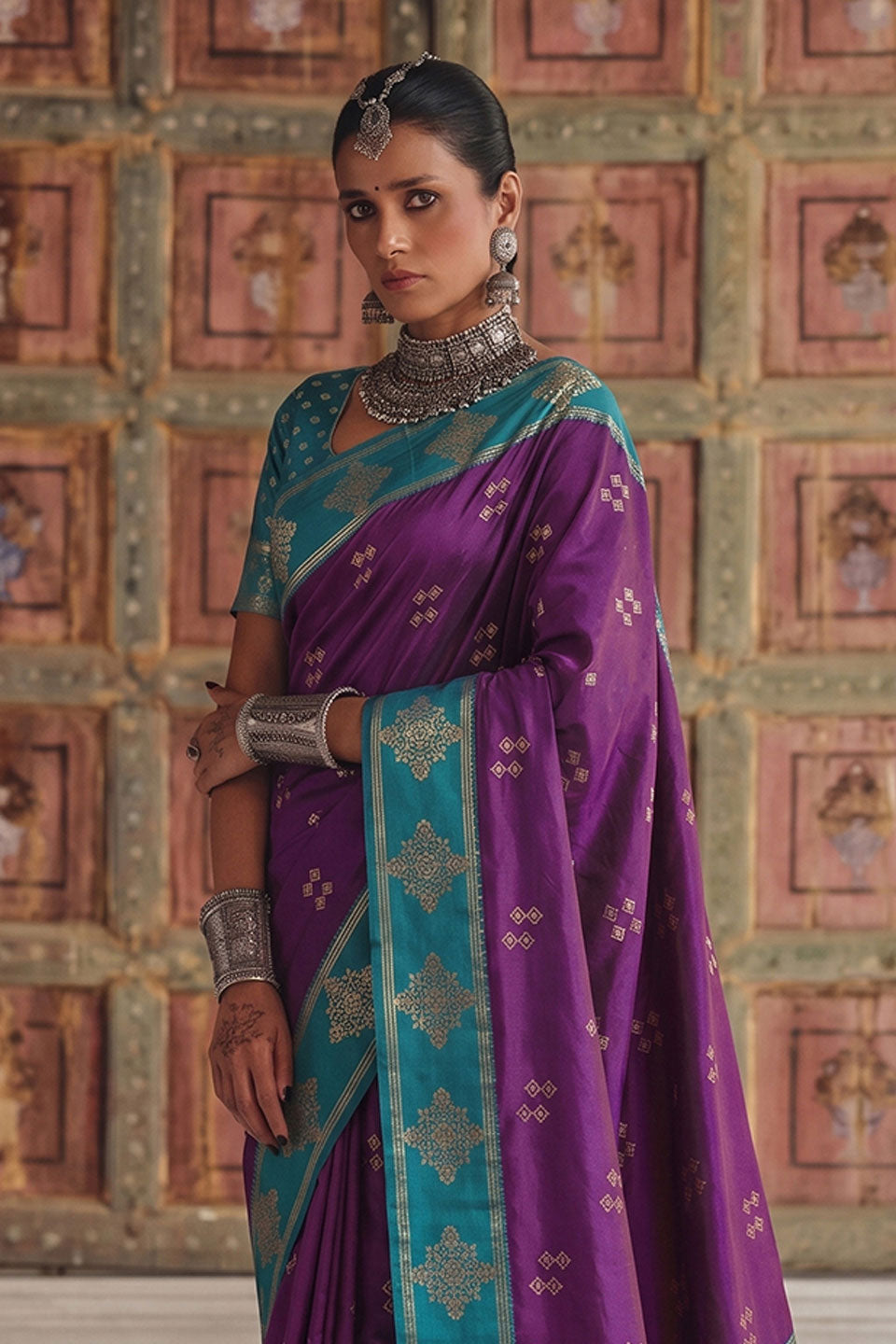 Soft Silk Purple Stylish Weaving Design Saree | Buy Online India