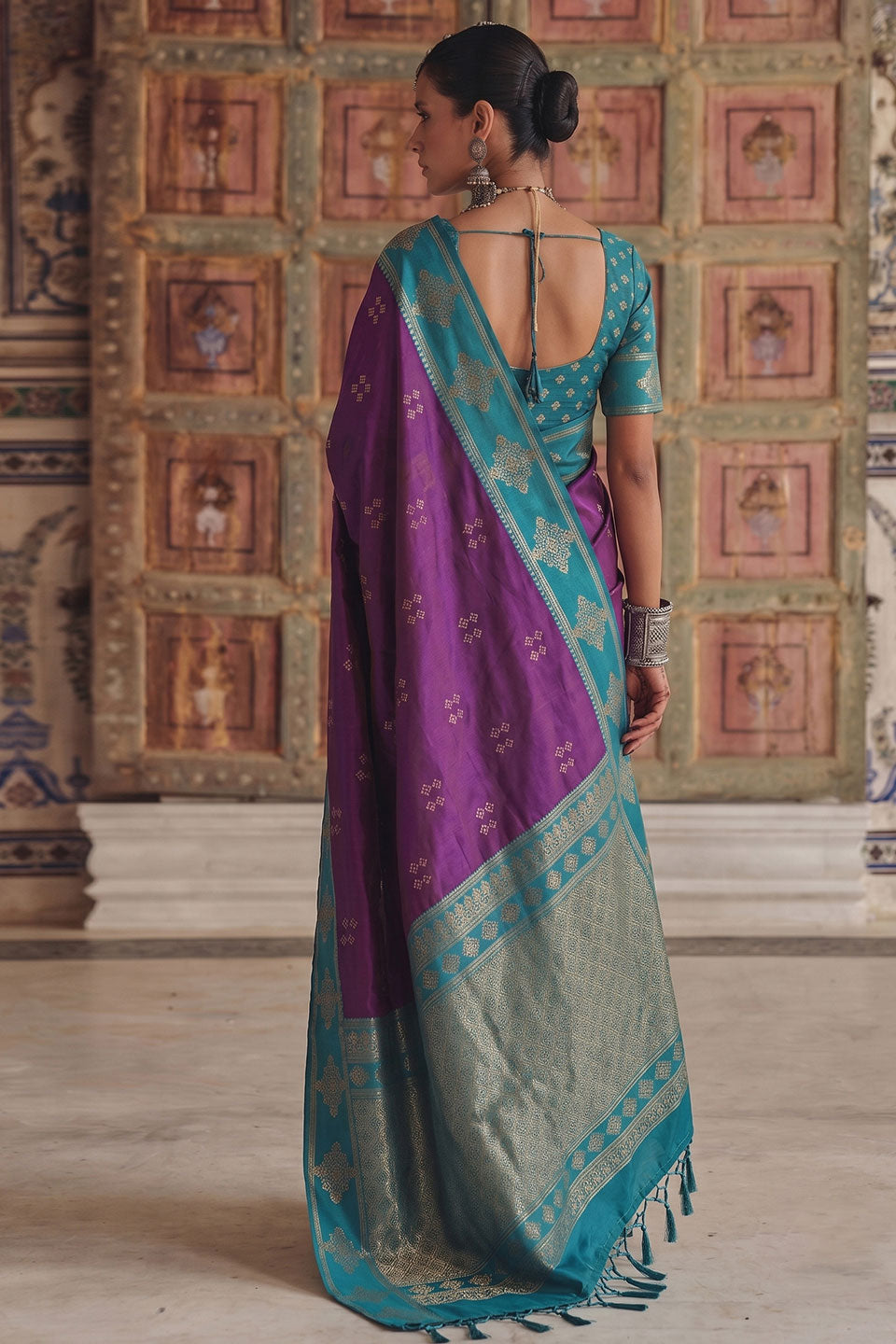 Soft Silk Purple Stylish Weaving Design Saree | Buy Online India