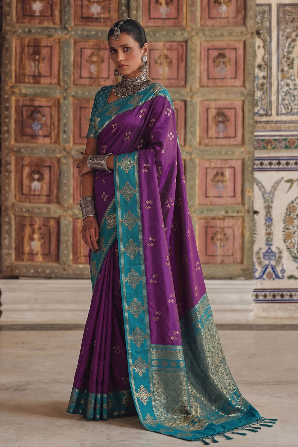 Soft Silk Purple Stylish Weaving Design Saree | Buy Online India