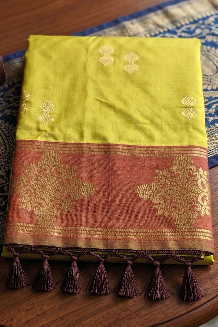 Soft Silk Captivating Weaving Design Mustard Saree | Buy Online India
