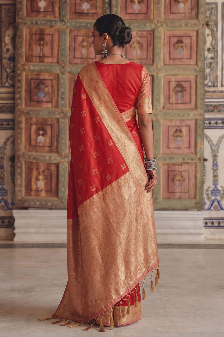 Red Soft Silk Glamorous Weaving Design Saree | Buy Online India