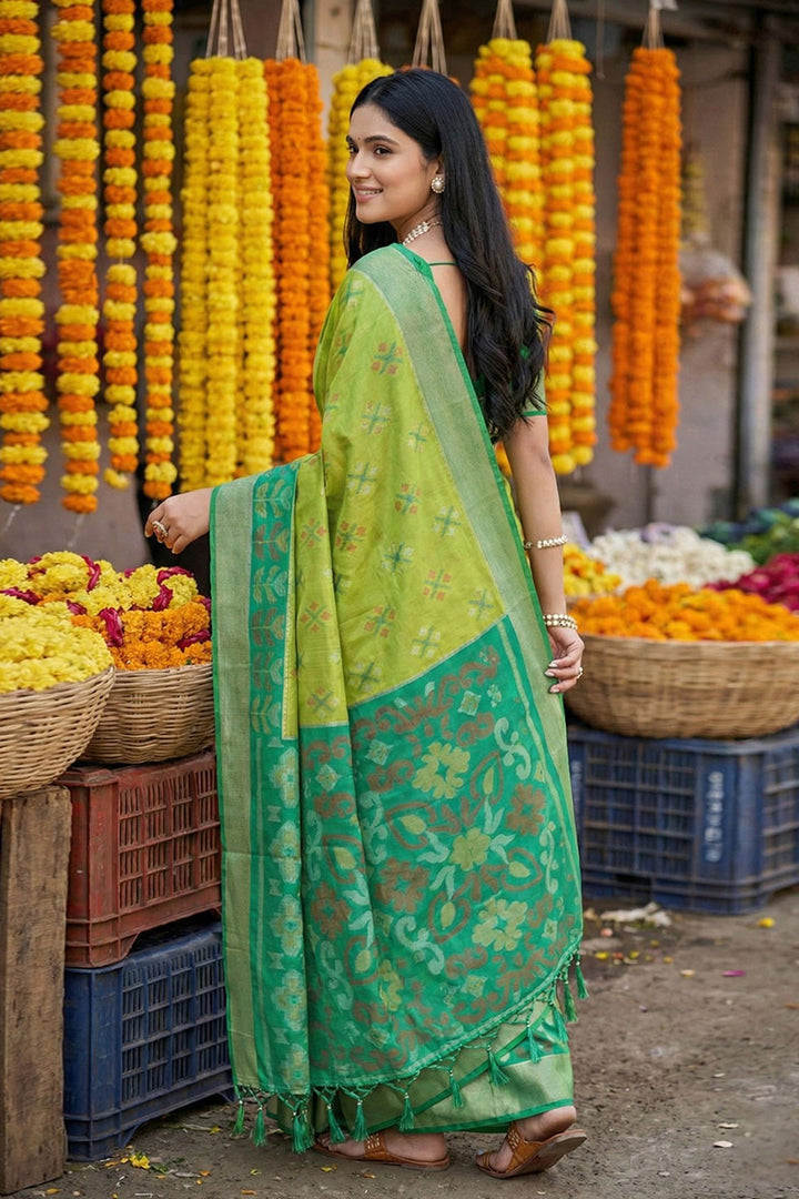 Sea Green Festive Wear Pochampalli Silk Saree