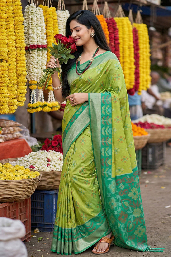 Sea Green Festive Wear Pochampalli Silk Saree