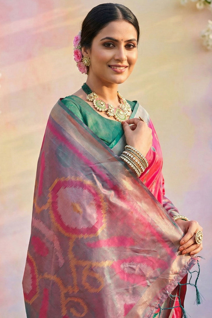 Festive Style Printed Work Pink Color Soft Silk Saree | Buy Online India