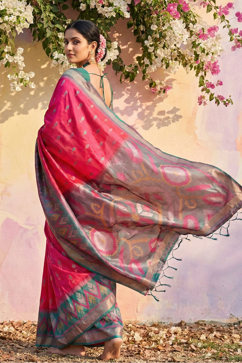 Festive Style Printed Work Pink Color Soft Silk Saree | Buy Online India