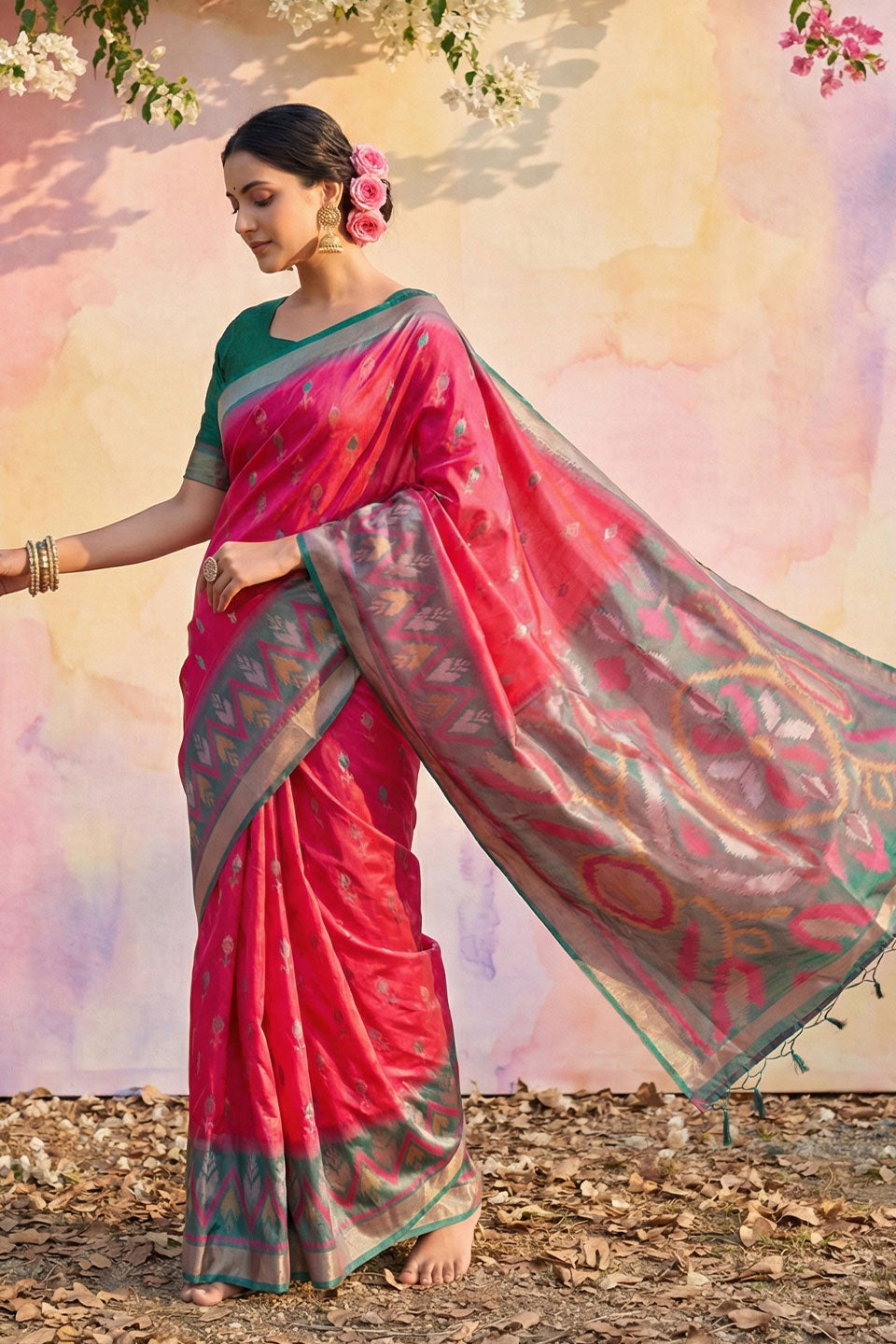 Festive Style Printed Work Pink Color Soft Silk Saree | Buy Online India