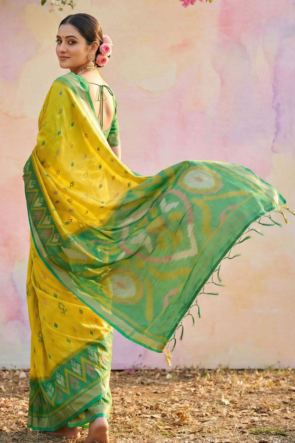 Tempting Yellow Color Soft Silk Saree With Printed Work | Buy Online India