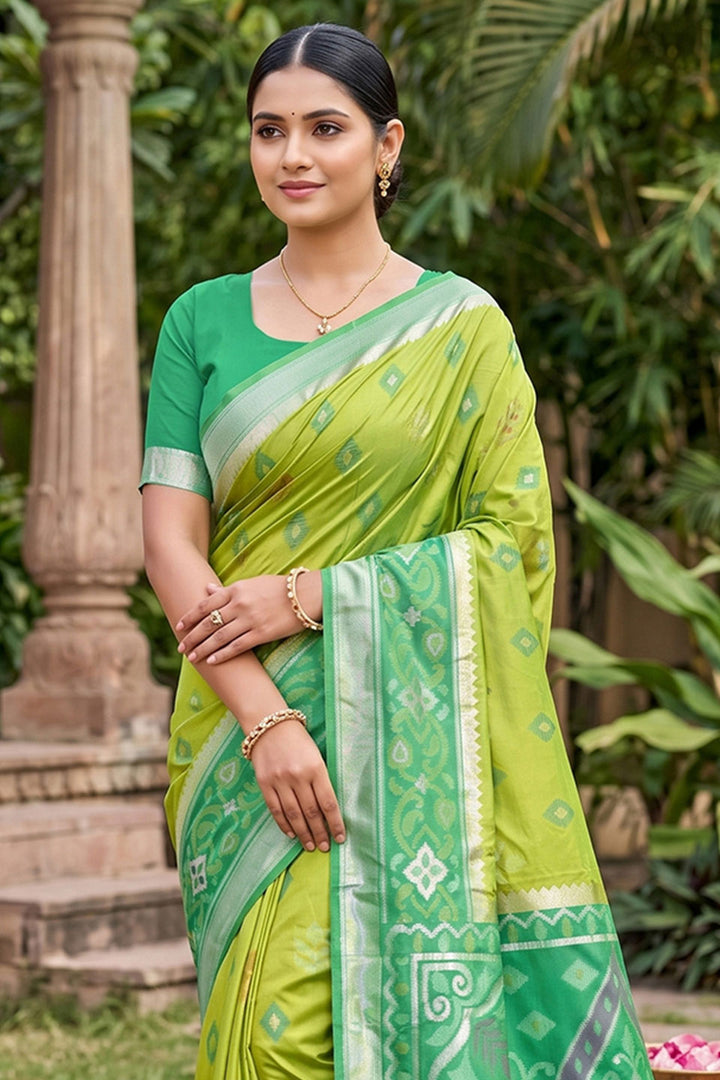 Engaging Sea Green Soft Silk Weaving Design Saree | Buy Online India