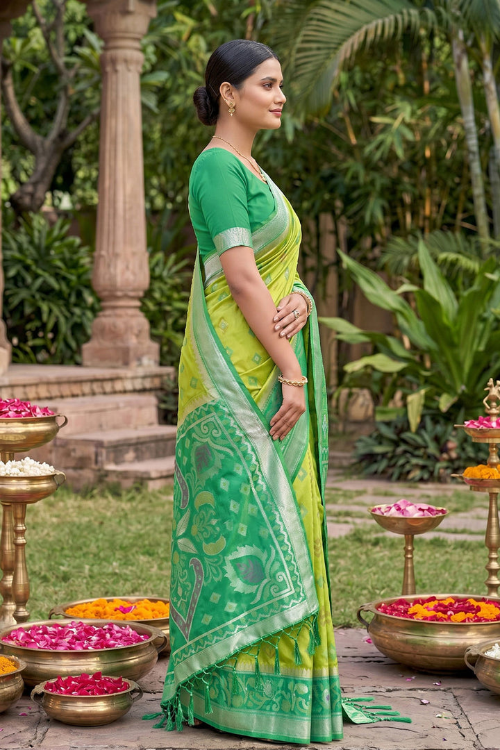 Engaging Sea Green Soft Silk Weaving Design Saree | Buy Online India