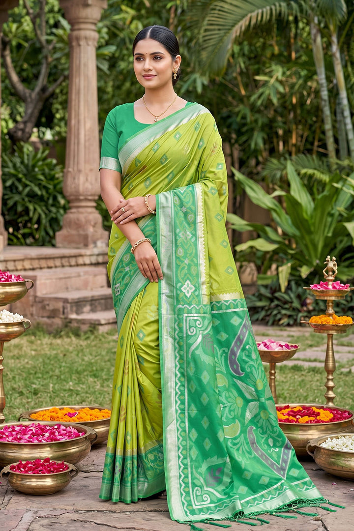 Engaging Sea Green Soft Silk Weaving Design Saree | Buy Online India