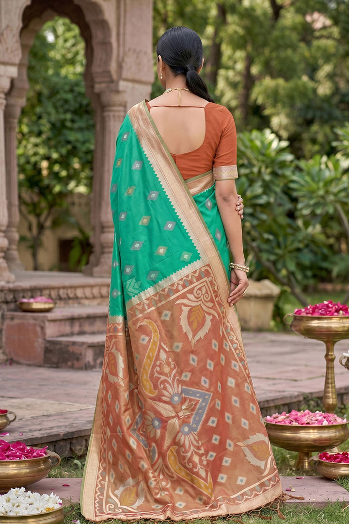 Festive Look Soft Silk Weaving Design Green Saree | Buy Online India
