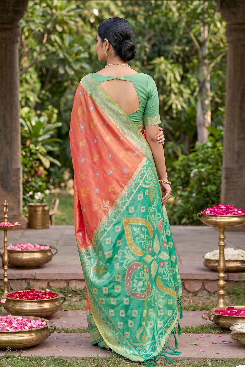 Amazing Orange Soft Silk Weaving Design Saree | Buy Online India