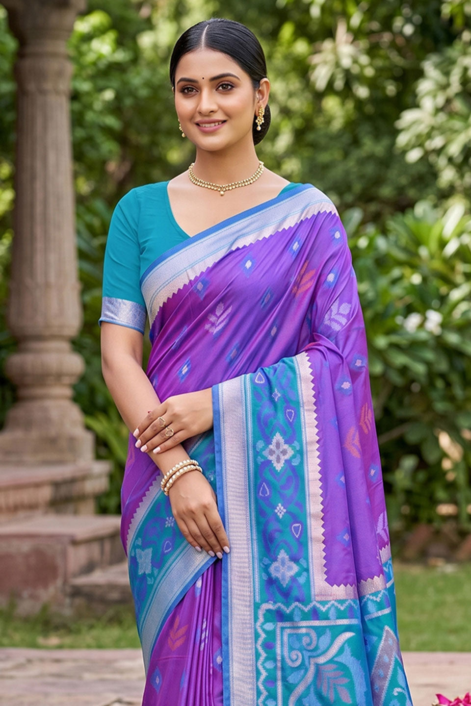 Festive Style Soft Silk Weaving Design Purple Saree | Buy Online India