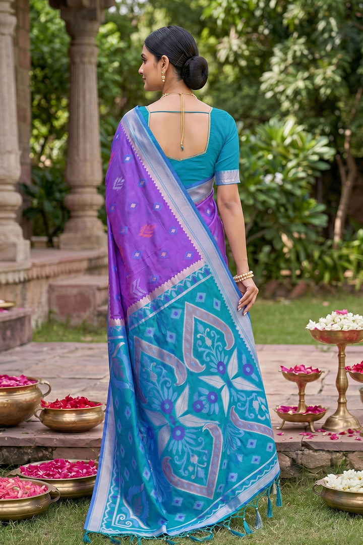 Festive Style Soft Silk Weaving Design Purple Saree | Buy Online India