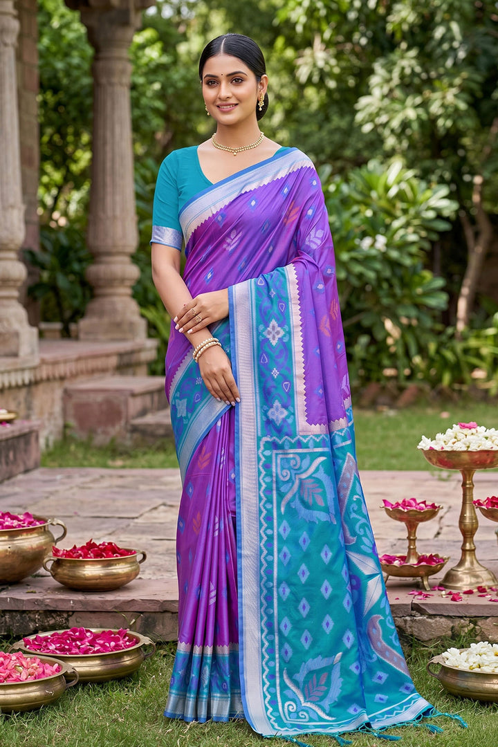 Festive Style Soft Silk Weaving Design Purple Saree | Buy Online India