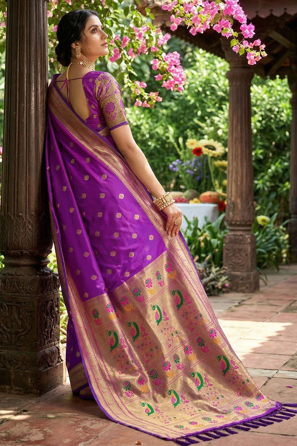 Amazing Weaving Designs On Purple Color Soft Silk Saree | Buy Online India