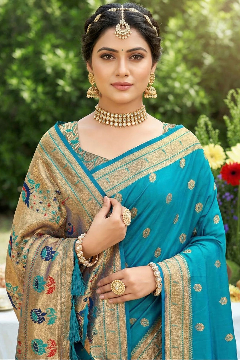 Sky Blue Color Weaving Designs On Soft Silk Chic Saree | Buy Online India