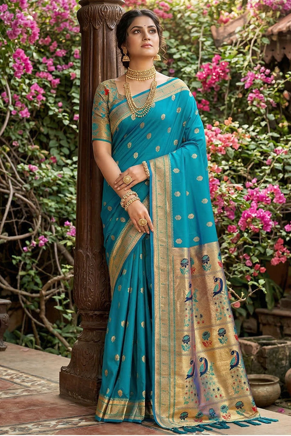 Sky Blue Color Weaving Designs On Soft Silk Chic Saree | Buy Online India