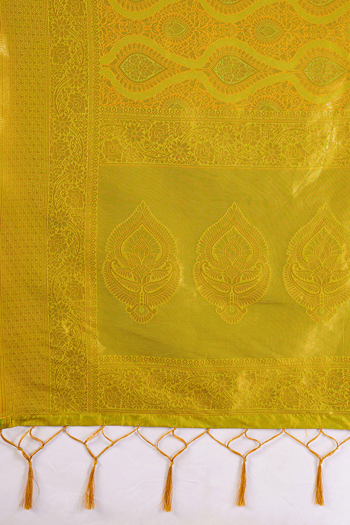 Mustard Color Weaving Work Kanjivaram Silk Saree | Buy Online India