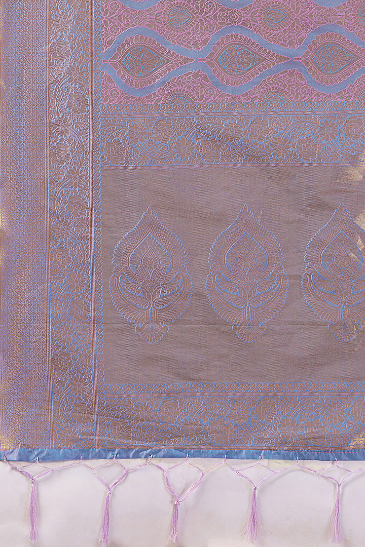 Weaving Work Kanjivaram Silk Saree In Lavender Color | Buy Online India