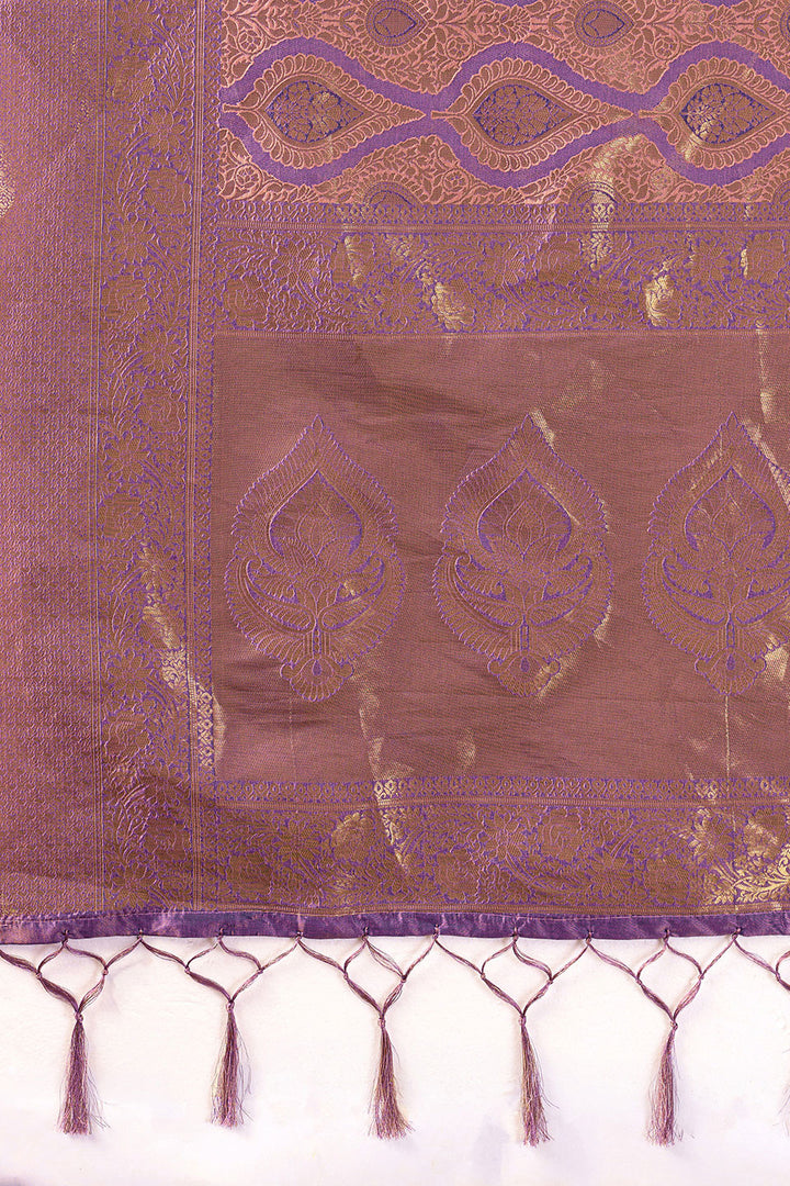 Purple Kanjivaram Silk Saree With Weaving Work | Buy Online India
