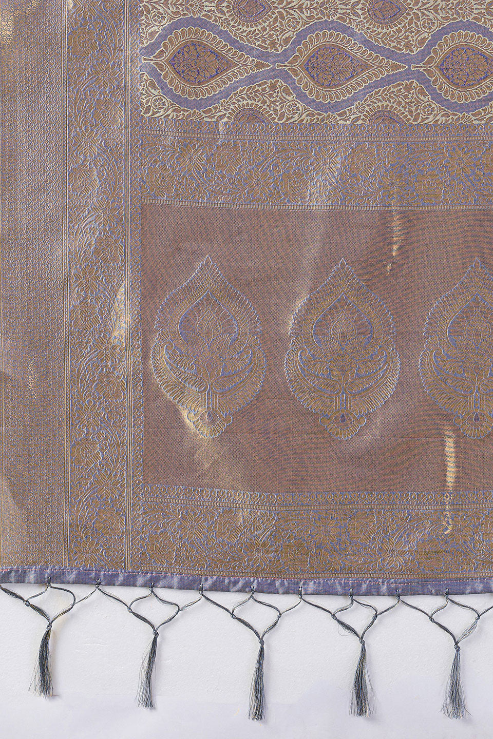 Grey Weaving Work Kanjivaram Silk Saree | Buy Online India
