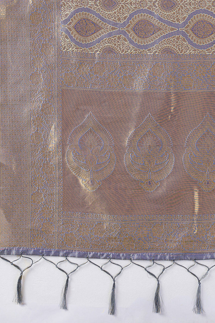 Grey Weaving Work Kanjivaram Silk Saree | Buy Online India
