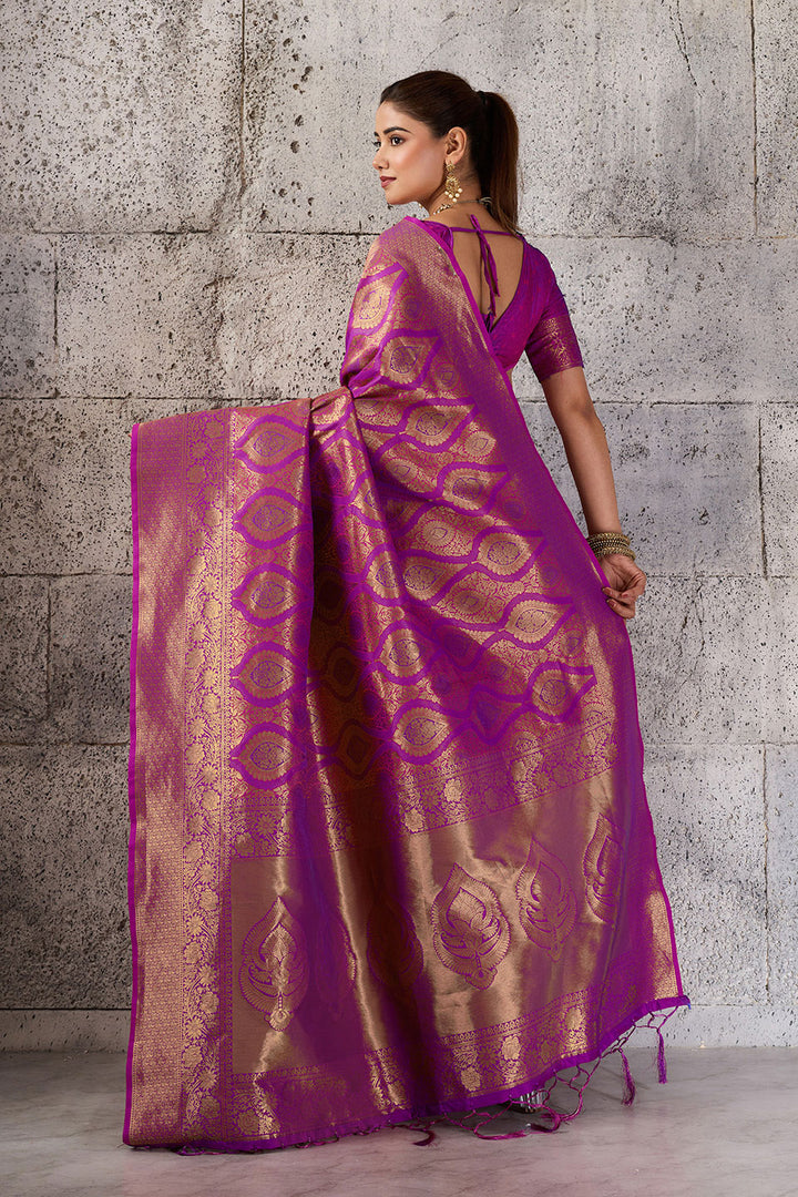Magenta Color Weaving Work Kanjivaram Silk Saree | Buy Online India