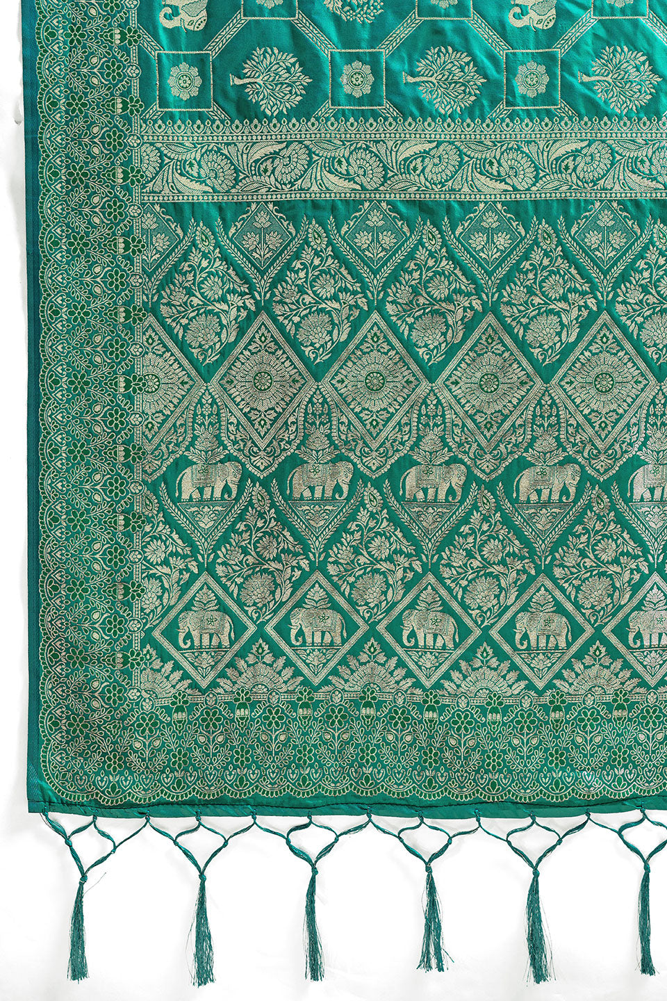 Sea Green Color Banarasi Silk Blend Saree For Festival | Buy Online India