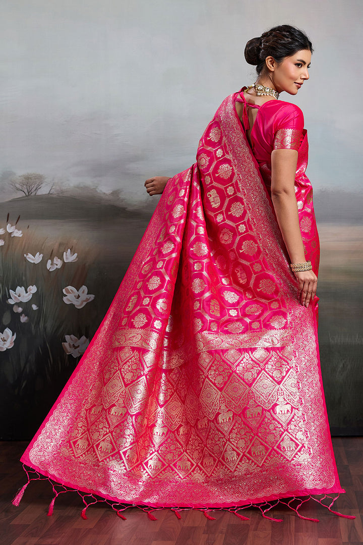 Rani Color Graceful Banarasi Silk Blend Saree | Buy Online India