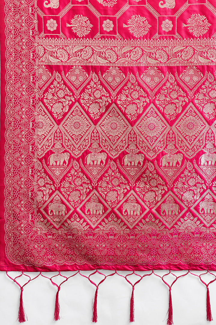 Rani Color Graceful Banarasi Silk Blend Saree | Buy Online India