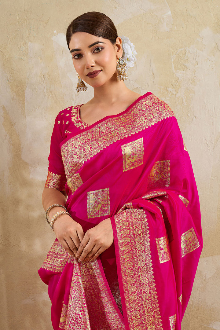 Magenta Color Weaving Work Banarsi Style Silk Saree | Buy Online India