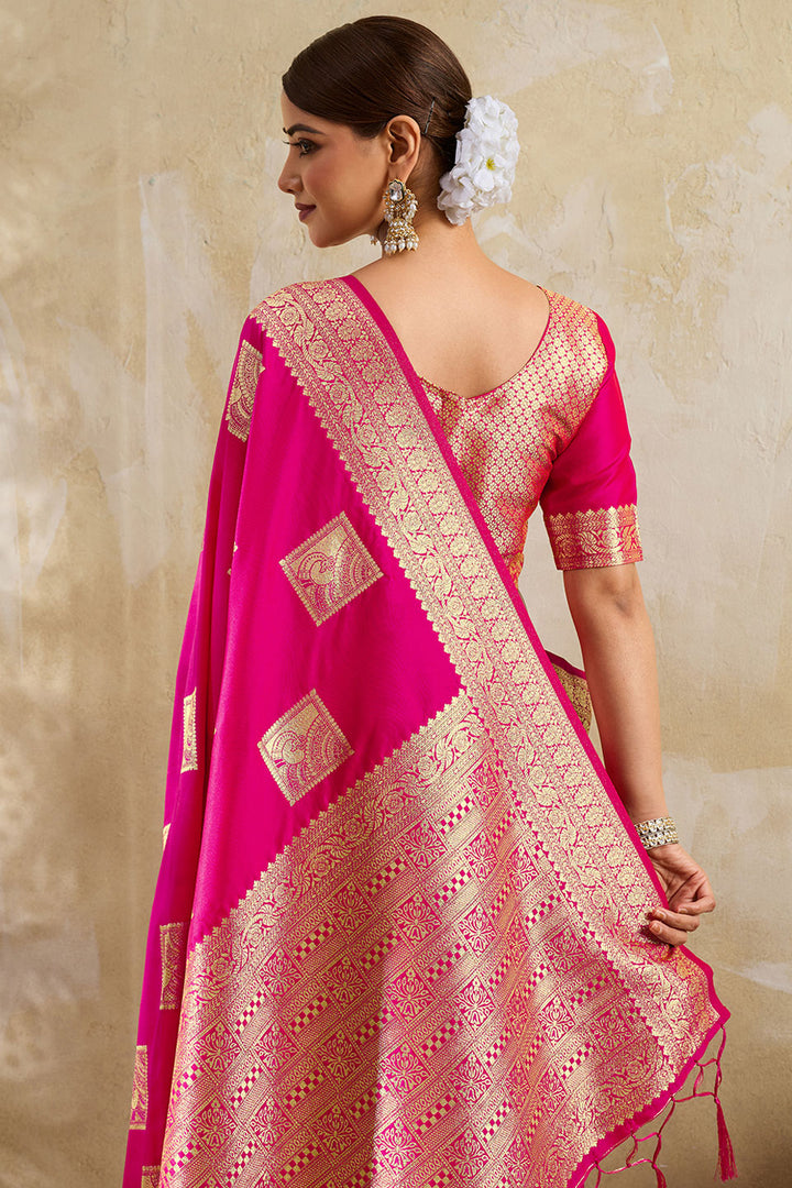 Magenta Color Weaving Work Banarsi Style Silk Saree | Buy Online India