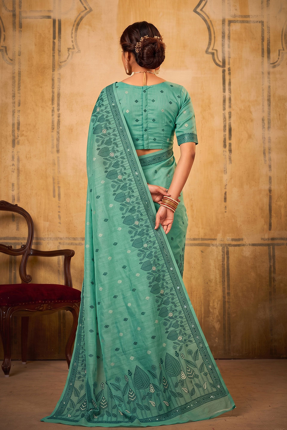 Sea Green Color Glorious Cotton Saree For Festive | Buy Online India