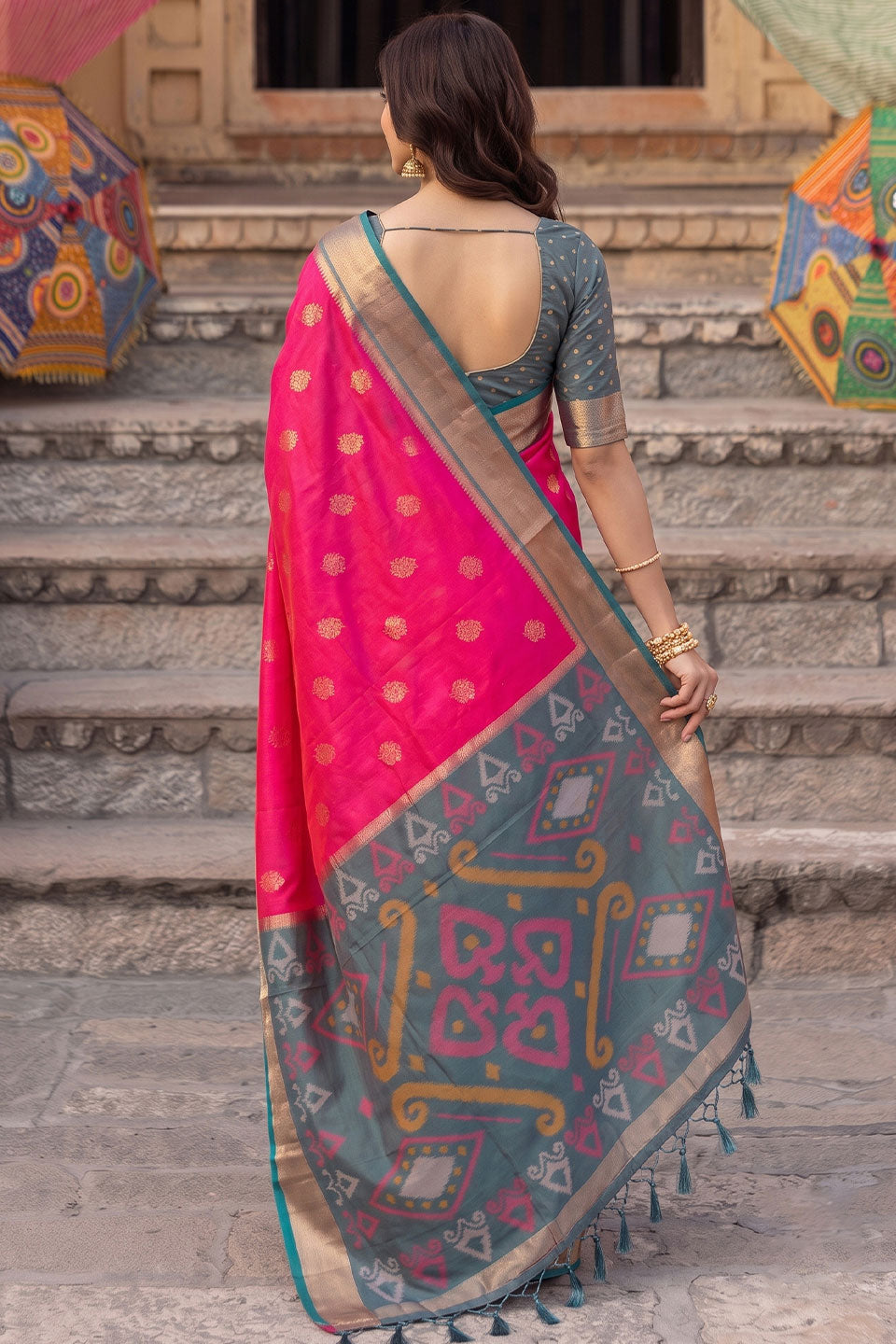 Trendy Soft Silk Pink Saree For Festive | Buy Online India