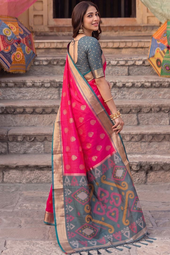 Trendy Soft Silk Pink Saree For Festive | Buy Online India