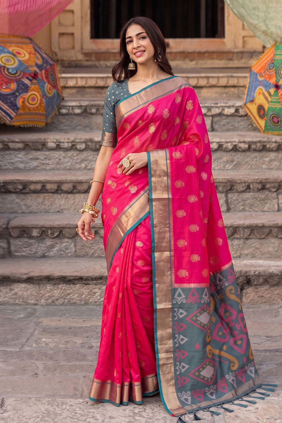 Trendy Soft Silk Pink Saree For Festive | Buy Online India