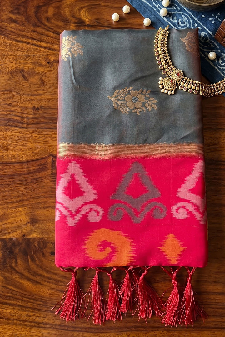 Festive Wear Grey Color Soft Silk Chic Saree | Buy Online India