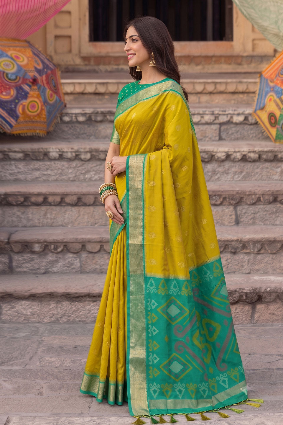 Soothing Mustard Color Festive Wear Soft Silk Saree | Buy Online India