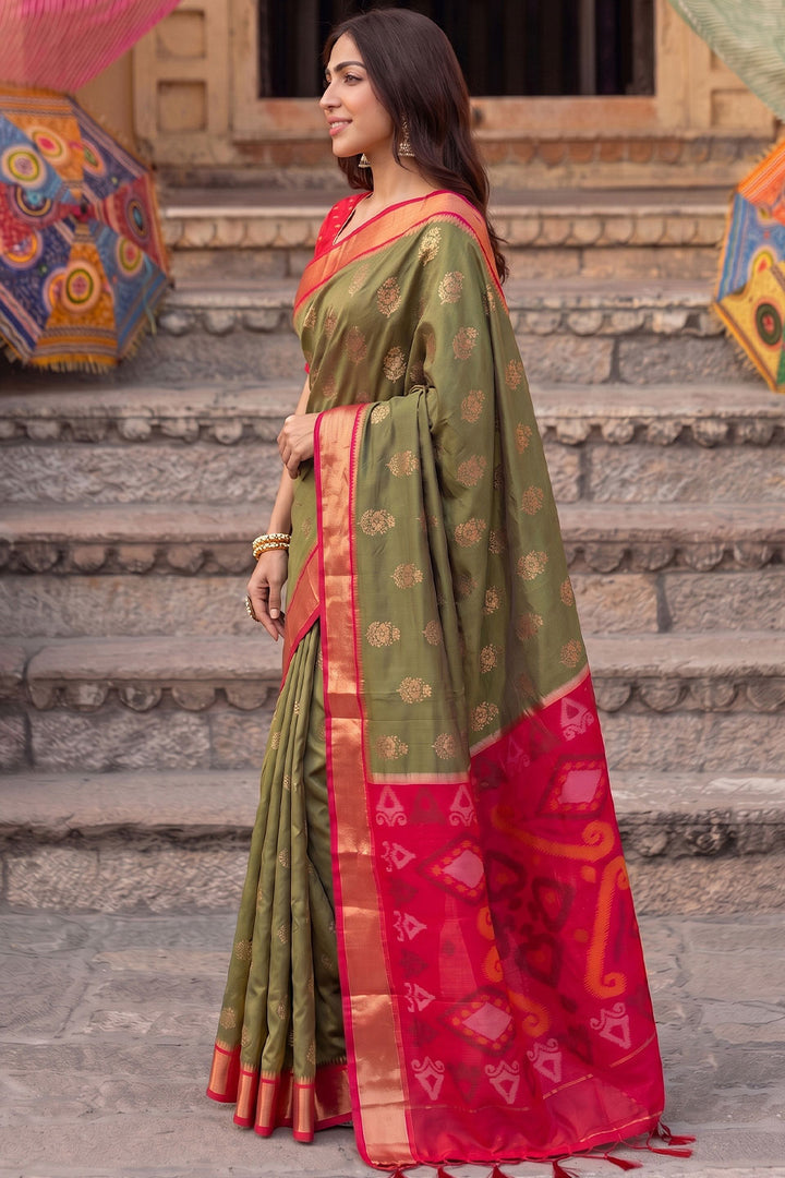 Graceful Soft Silk Green Festive Style Saree | Buy Online India