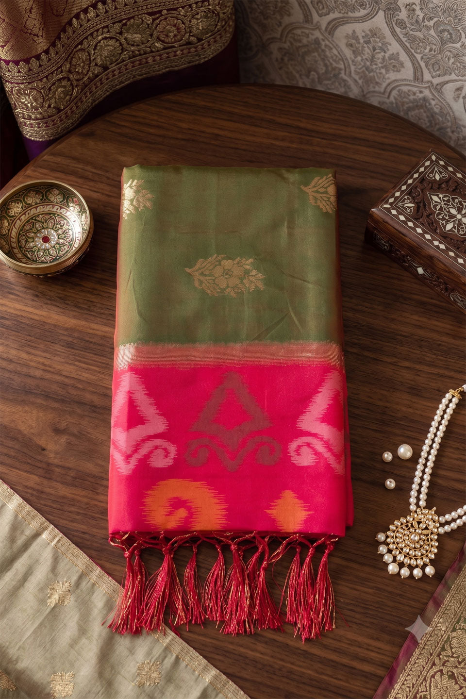 Graceful Soft Silk Green Festive Style Saree | Buy Online India