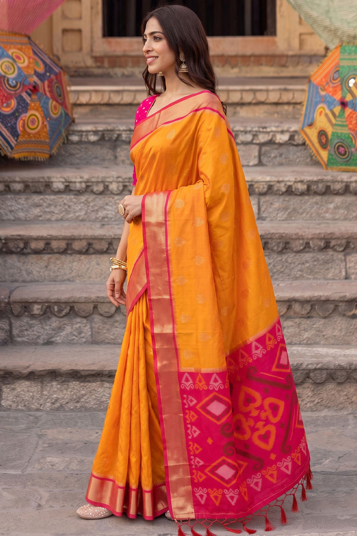 Festive Look Soft Silk Orange Color Saree | Buy Online India