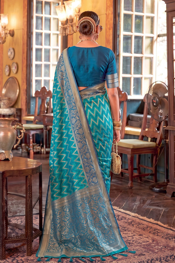 Blue Weaving Work Silk Saree For Function | Buy Online India