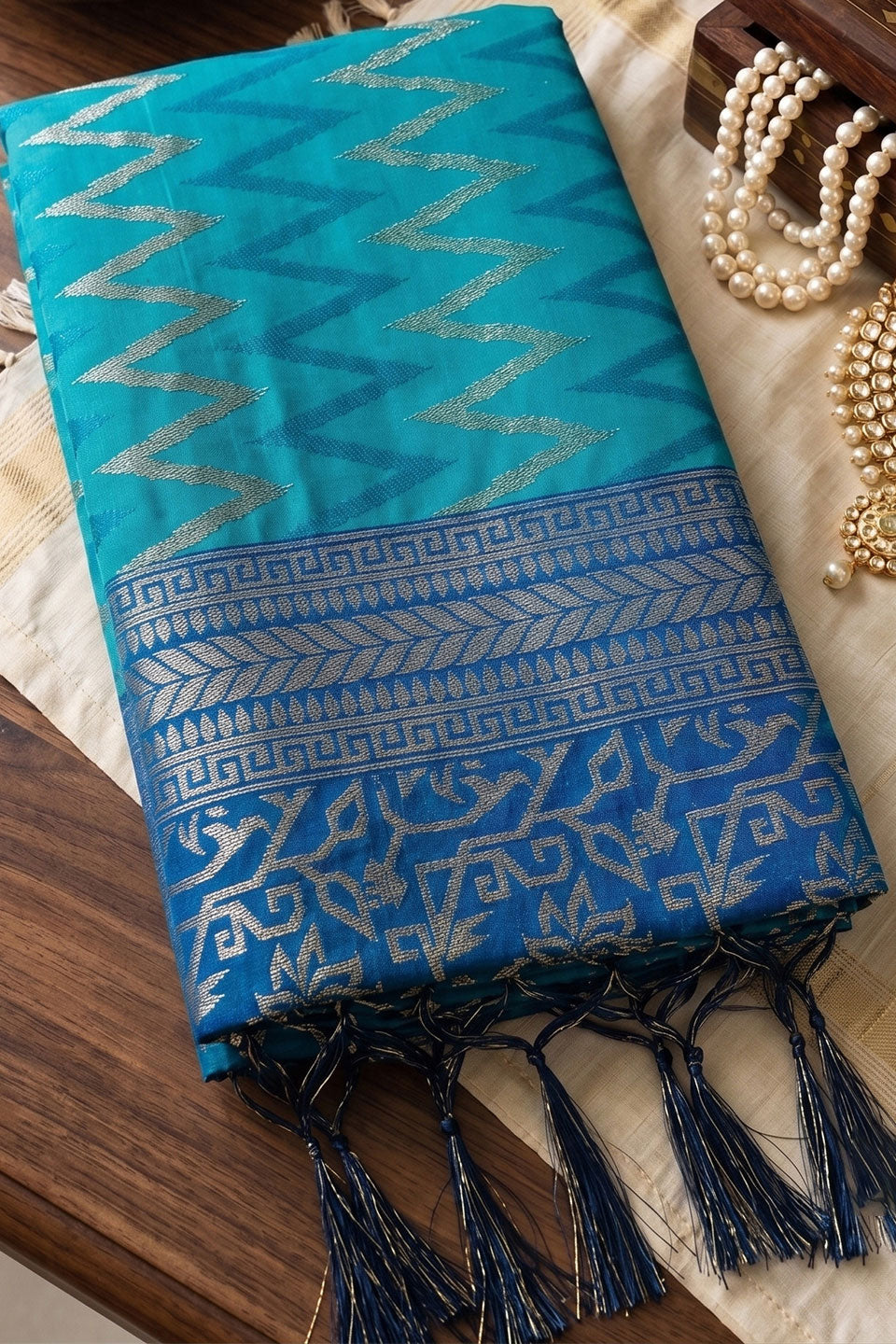 Blue Weaving Work Silk Saree For Function | Buy Online India